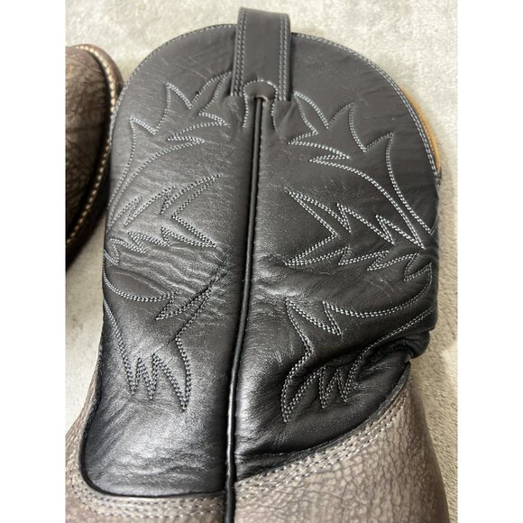 Vtg Alberta Boot Company Gray Black Leather Cowboy Boots 8.5 EE Mens Western - Picture 9 of 16